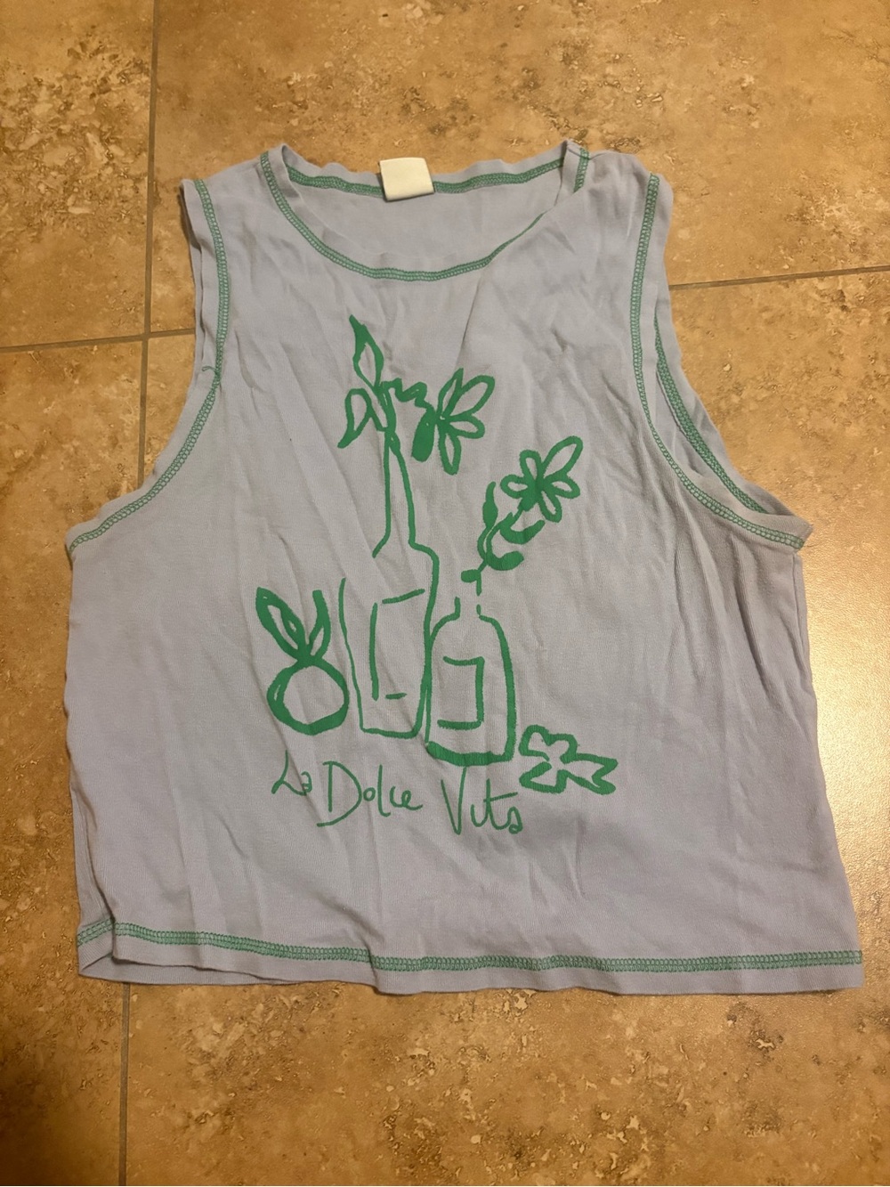 Urban Outfitters Light Blue Tank Top with Green Graphic